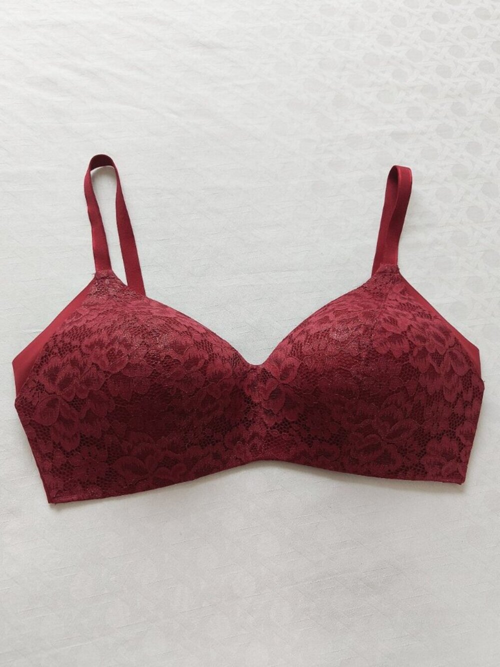Knix Lace Wingwoman Wireless Contour Bra Size 7 Red Padded Adjustable Straps